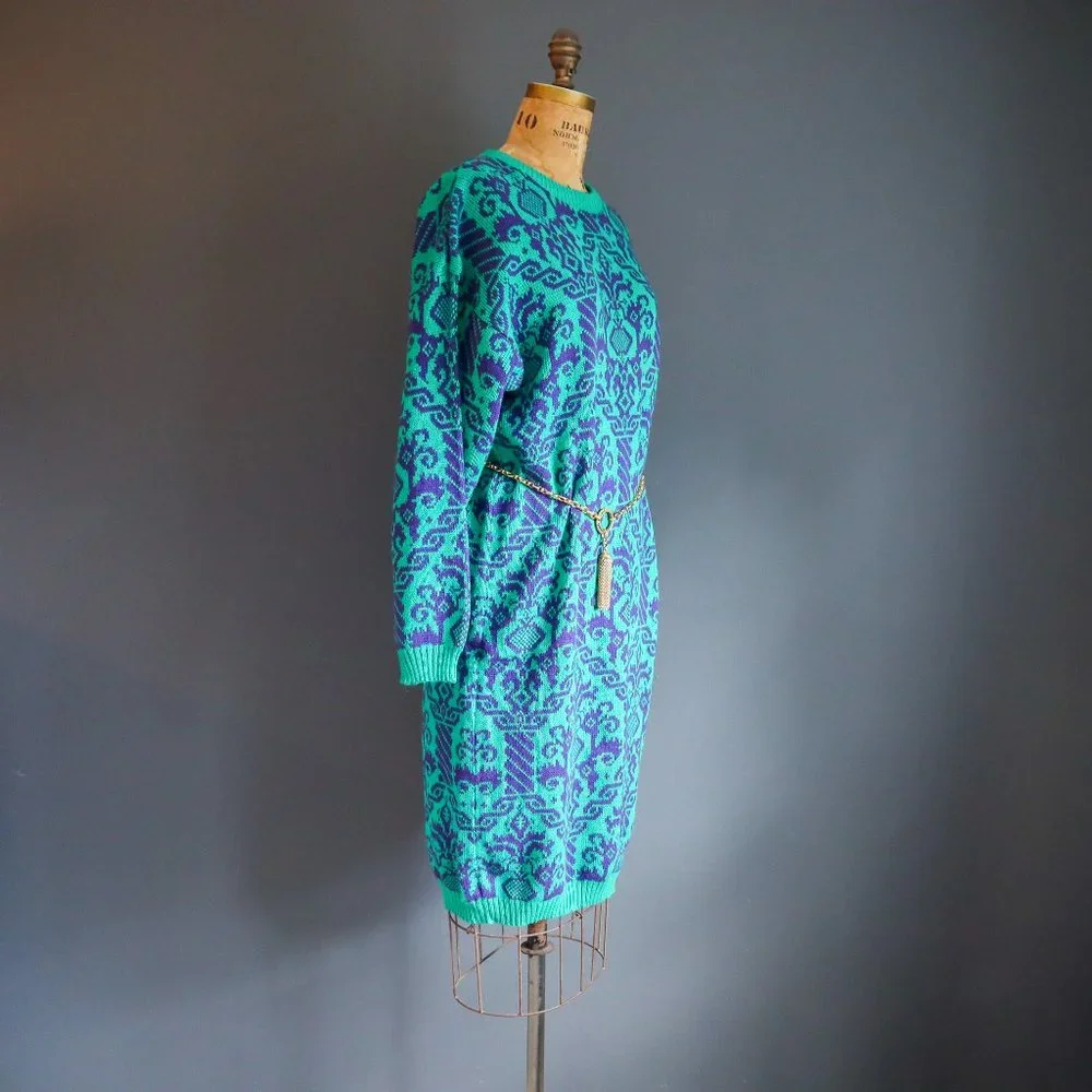 Purple and Green Acrylic Sweater Dress by DAKOTA - Picture 2 of 10